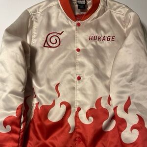 Naruto Hokage Satin Bomber Jacket in Cream and Red